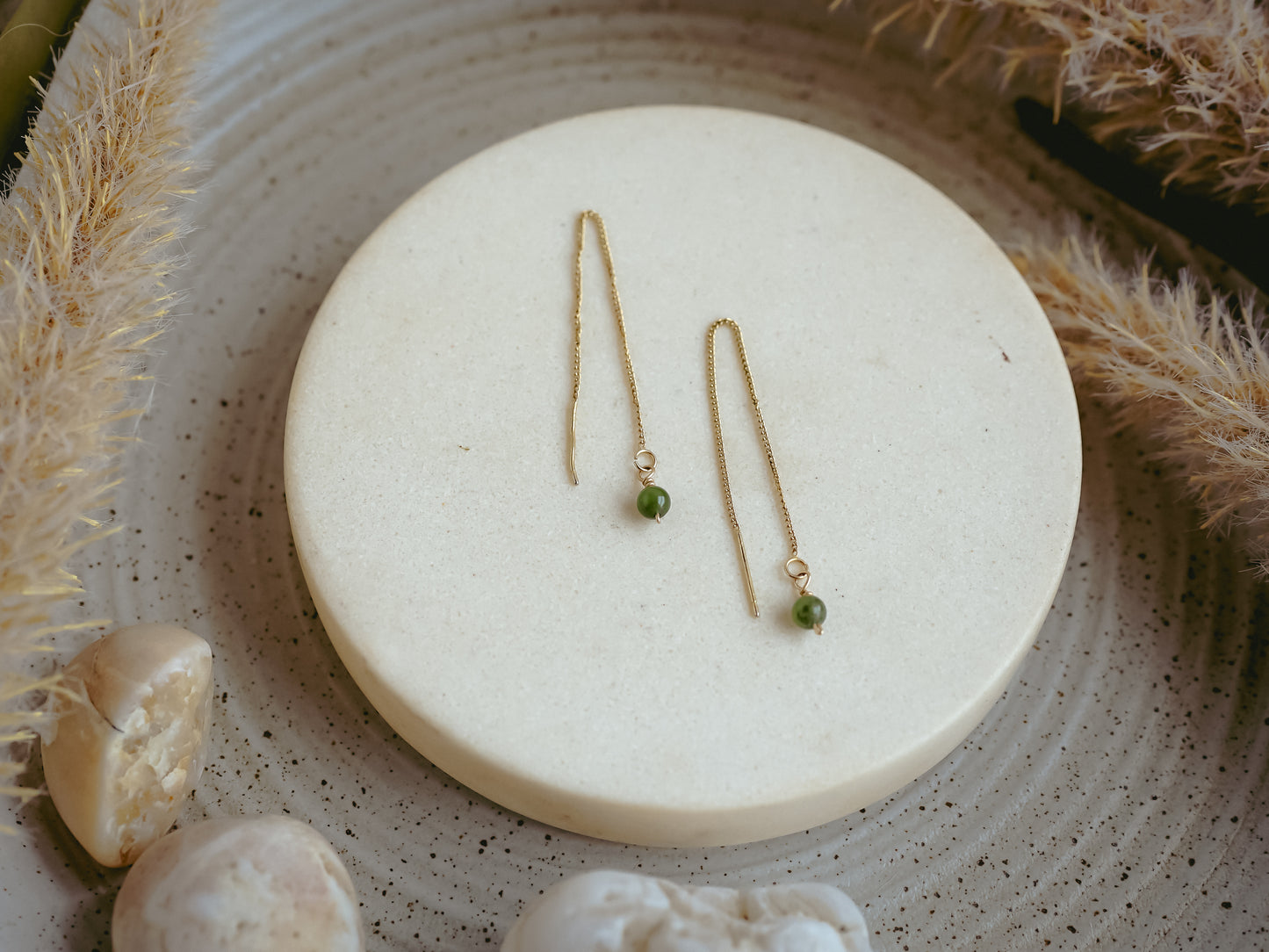 18k Gold Plated Sterling Silver Jade Earrings