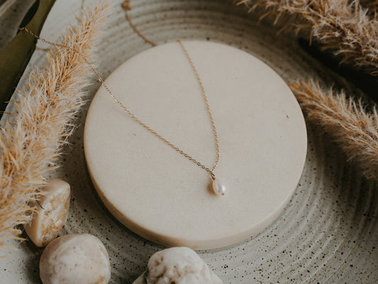 14k Gold Filled Simple Pearl Necklace June Birthday | Bridal Jewelry