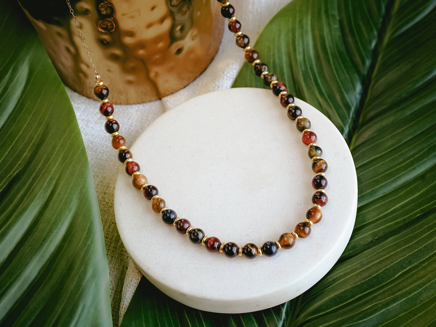 Genuine Tigers Eye Gold Necklace